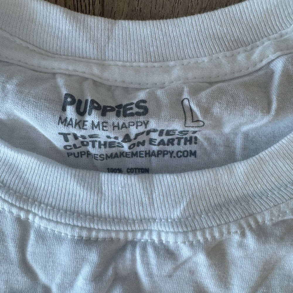 Puppies Make Me Happy Womens Luxxi Puppy Tee Shirt White Large — image 2 of 2